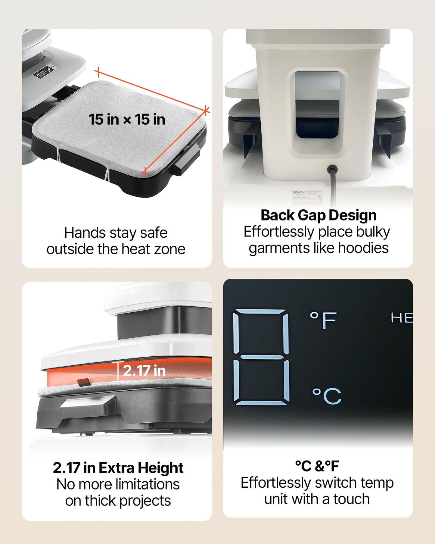 VEVOR Auto Heat Press Machine, 15 x 15 inch, T-Shirt Press Machine with Auto Release and Adjustable Pressure, Digital Display, Rapid Heating, for Sublimation, Vinyl, Heat Transfer Projects, White