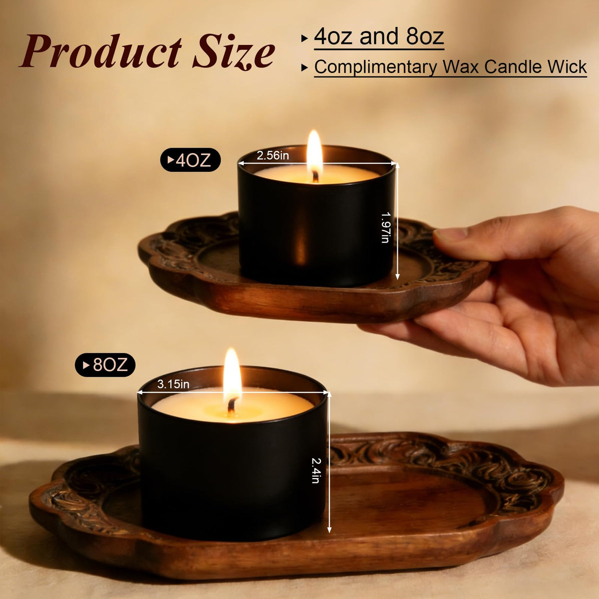 PCREGPAE Candle Tins Jars Container 8 OZ with Lids and Wicks,Heavy-Duty Matte All-Black 8 OZ Small Bulk Empty Candles Tins Jars Vessels Container for Making Candle Business (Black,10pcs)