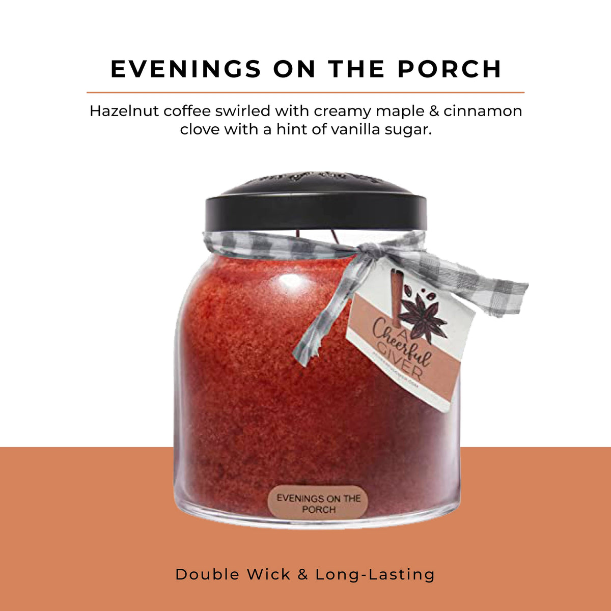 A Cheerful Giver — Evenings on the Porch - 34oz Papa Scented Candle Jar with Lid - Keepers of the Light - 155 Hours of Burn Time, Gift for Women, Red