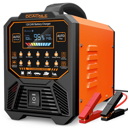 DCACNLE Car Battery Charger Heavy Duty,12V/24V Portable Smart Trickle Charger Battery Maintainer,Maintenance/Winter Mode,for AGM Auto Motorcycle Truck Rv Lawn Mower - for Lead Acid Batteries