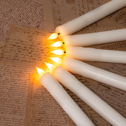 Homemory 12 Pcs Real Wax Flameless Taper Candles with Remote Timer and Dimmer, Battery Operated Candlesticks with Flickering Light, White Window Candles, 9.6 Inches for for Wedding Home Decor