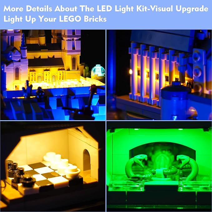 VONADO Updated LED Light Kit Compatible with Lego Hogwarts Castle and Grounds 76419 Creative Lighting Set Accessories Compatible with Lego 76419 Building Set (Lights Only No Models)