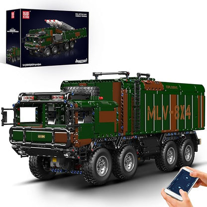 Mould King 20045 Military Vehicles Building Blocks Set RC Heavy All-Terrain Vehicle Box-Style 8X4 Missile Army Truck with 4 Motors Gift for Age 14+/Adult Collections Enthusiasts(4854+ Pieces)