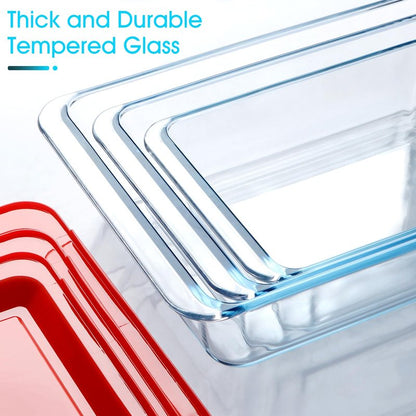 NUTRIUPS 1.5+2.4+3.7Qt Deep Glass Baking Dish, 11.5x8x3 in & 9.5x7x2.7 in & 8x6x2.4 in 3-Pack Deep Lasagne Dish with Lids for Oven, Rectangular Glass Bakeware