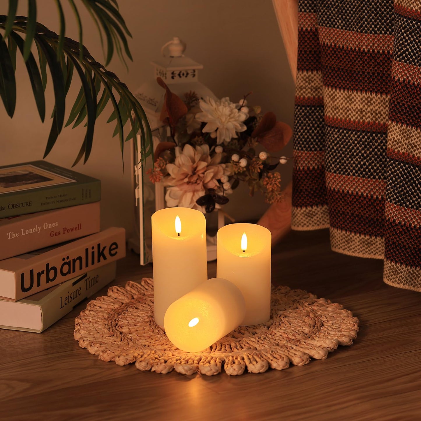 SNUGBLAKI Flameless Candles with Remote, Real Wax Battery Operated Candles with Timer, 3D Wick Ivory Fake LED Candles for Christmas Gifts Home Decor Party Wedding, D3 x H4/5"/6", Set of 3