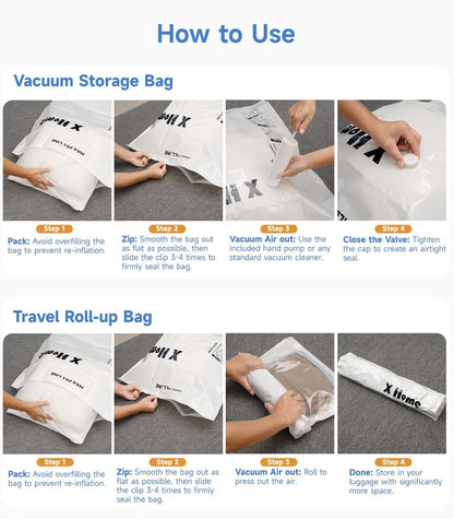 8 Pack Jumbo Vacuum Storage Bags, 80% Space Saver Vacuum Seal Bags for Clothing Bedding, Blankets, Comforters, Duvets, Quilts, and Pillows, Vacuum Compression Bags with Travel Hand Pump