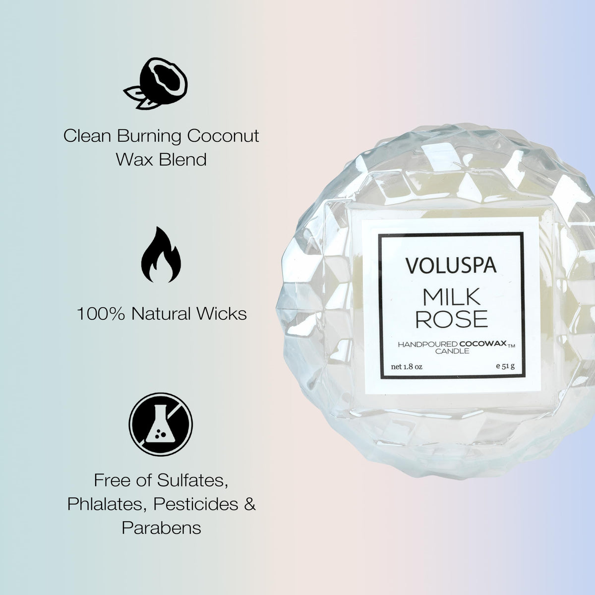 Voluspa Milk Rose, Macaron Candle, 1.8 Ounce, 15 Hour Burn Time, Coconut Wax for Clean Burning, Handcrafted in The USA
