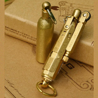 Handmade Trench Lighter WWI WWII Windproof Vintage Kerosene Pipe Lighter and Copper Brass Fuel Bottle, Gift for Men Dad Father Husband Grandparents