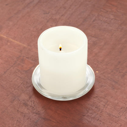 WGV Tea Light Votive Candle Holder Plate 4" W, Clear Flat Plate Glass, Small Home Accent Decor, 1 Pc