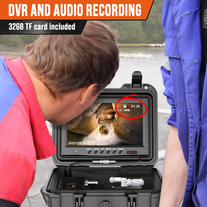Sewer Camera 230ft, Drain Camera with Self-Leveling, Distance Counter, 512Hz Sonde, 9" HD Plumbing Cameras with 12 LED Lights, IP68 & 32GB DVR, Industrial Endoscope for Duct Sewer Line Pipe Inspection