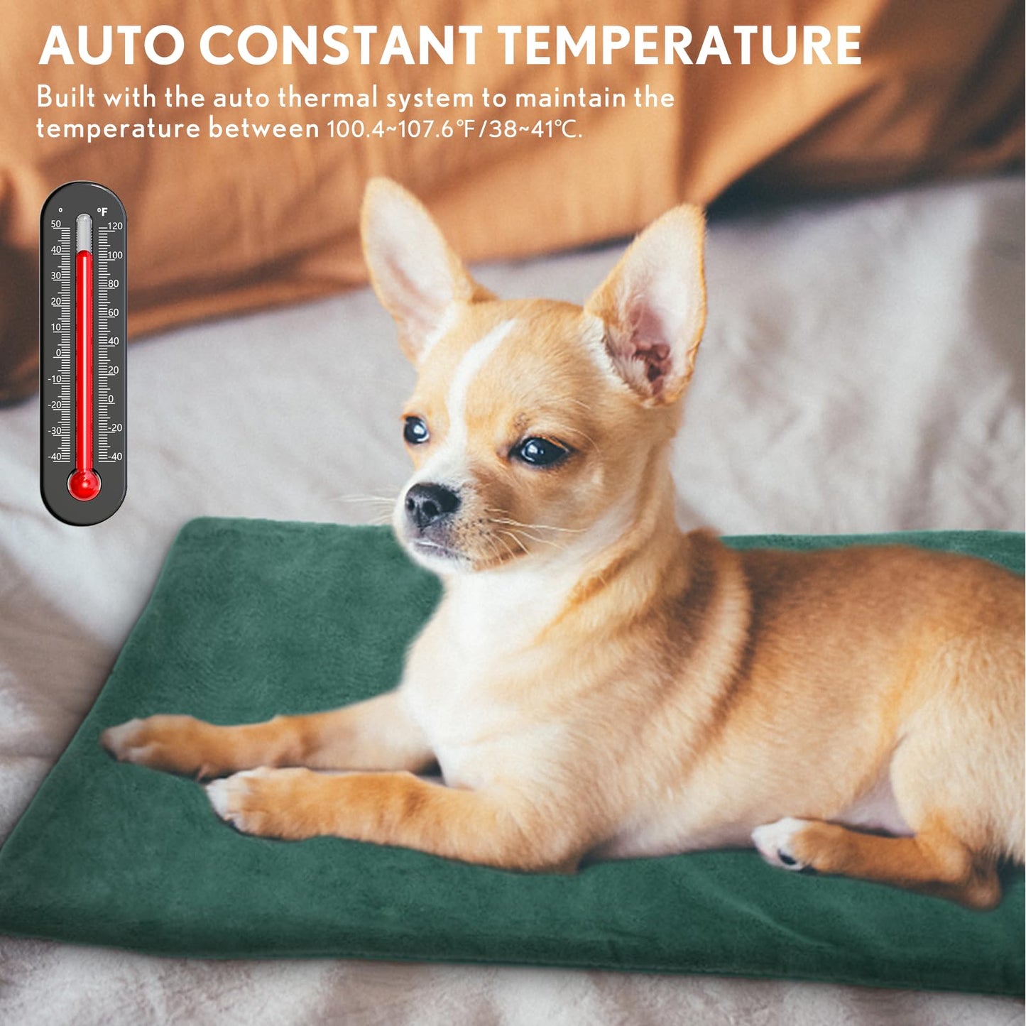 PETNF Outdoor Pet Heating Pads for Dog,Soft Electric Blanket Auto Temperature Control,Heated Mat for Dog House,Whelping Supply for Pregnant New Born Stray Feral Cat Puppy,Safe