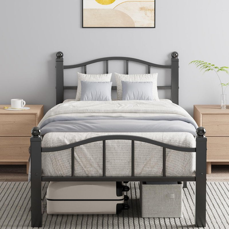 Blbeed Metal Twin Bed Frames, Noise-Free Design & Underbed Storage Heavy Duty Bed Frames with Headboard No Box Spring Needed/Tool-Free Assembly