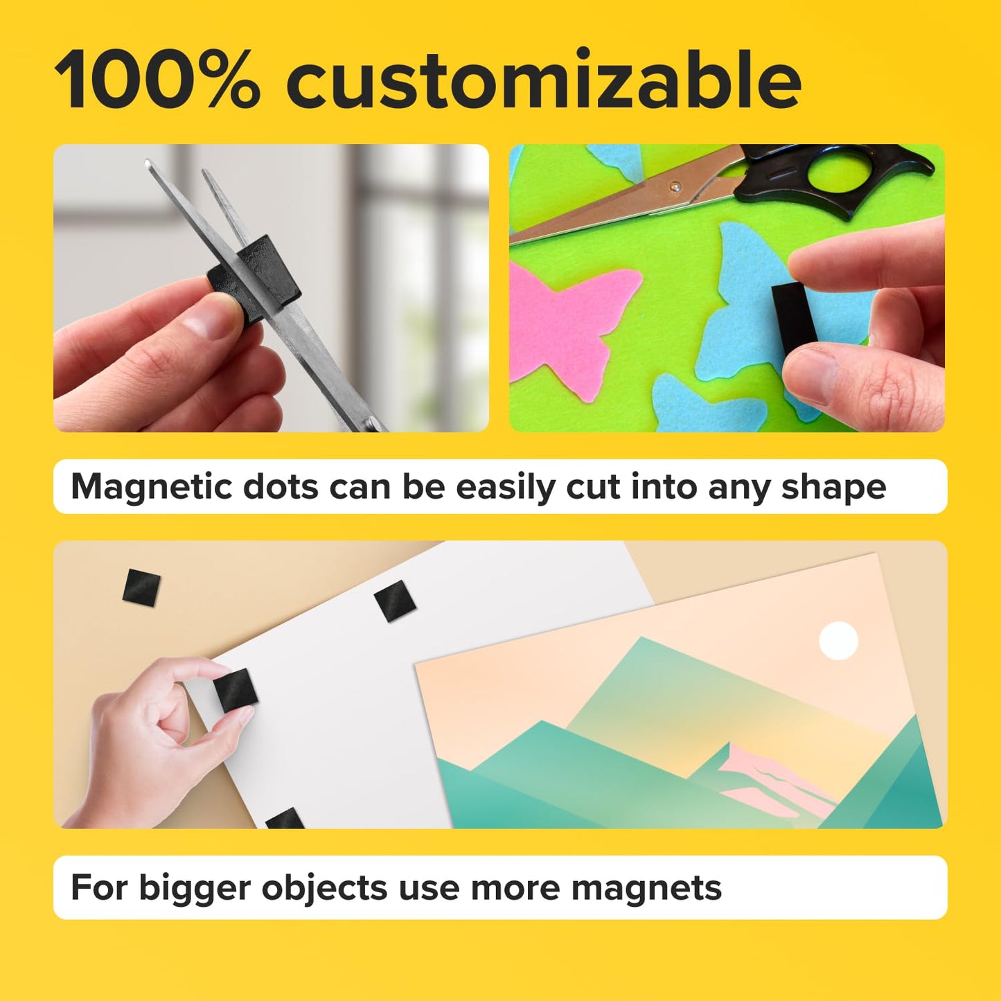 Hyper-Sticky Magnets with Adhesive Backing - 110pcs 0.8x0.08 Strong Magnetic Squares for Whiteboard Fridge - Science Education Magnets - Easy-to-Cut Stickers - Teacher Must Have - Teacher Supplies