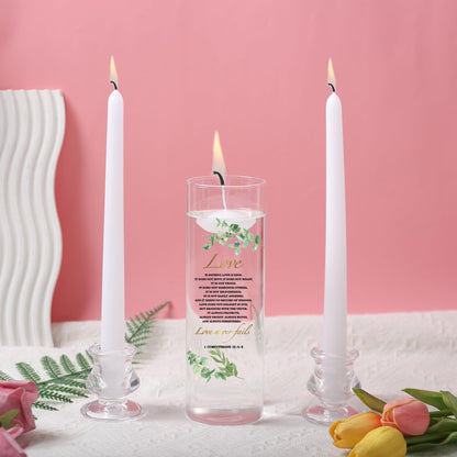 Unity Candles with Glass Holder for Wedding Ceremony - Unity Candles for Wedding, Religious Ceremony Ideas Marriage Decoration Accessories Set for Newly Couple Anniversary Church