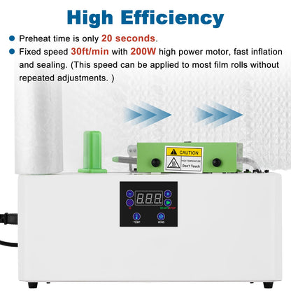 Saladulce Air Cushion Machine 30ft/min Bubble Wrap Machine 280L/min Air Pillow Machine for 4”-27” Bubble Wrap, Air Pillows(110V)