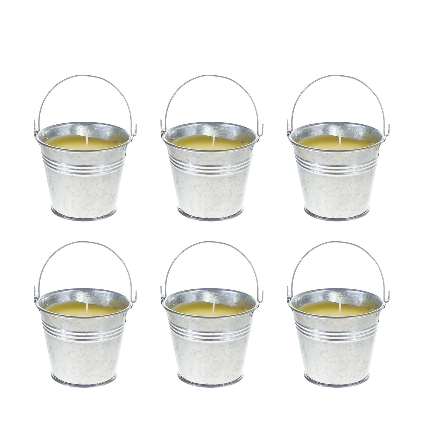 Mega Candles 6 pcs Scented Metal Tin Bucket Citronella Candles, Hand Poured Wax Candle 2.5 Inch x 2.75 Inch, Great for Indoor Outdoor Use, Camping, Campsite, Parties, Barbecues BBQ, Picnics
