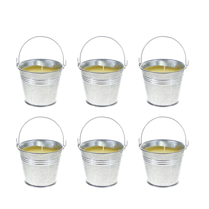Mega Candles 6 pcs Scented Metal Tin Bucket Citronella Candles, Hand Poured Wax Candle 2.5 Inch x 2.75 Inch, Great for Indoor Outdoor Use, Camping, Campsite, Parties, Barbecues BBQ, Picnics
