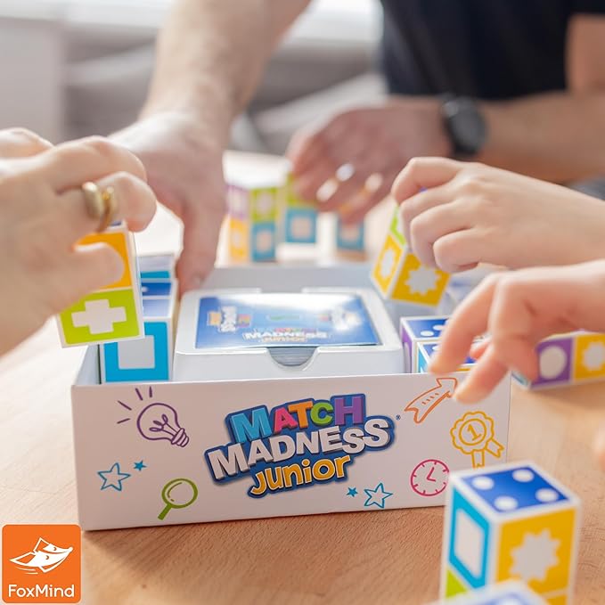 FoxMind Games: Match Madness Junior A Pattern Matching Puzzle Game Make The Match in a Flash Develops Visual Recognition and fine Motor Skills Play with up to 4 Players for Ages 4 and up
