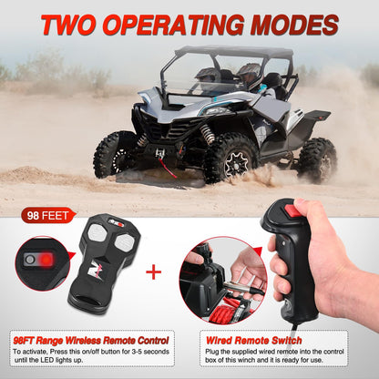 Nilight 12V Electric Winch for Jeep UTV Trailer Boat Offroad Towing ATV Winches 12000LBS IP68 Winch with Synthetic Rope Fairlead Wired Wireless Remote