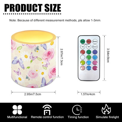 Cozeyat Floral Mix LED Candles Set of 4 Battery Powered Flameless with Remote Timer Dancing Flame Waterproof for Home Beach Garden Patio Decor
