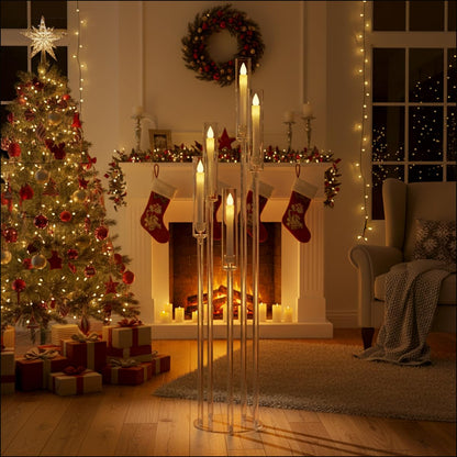 10pcs 5 Arm Acrylic Candelabra Centerpieces for Wedding,Floor Candle Holders with Removeshade for Christmas Party Fireplace Valentine's Day candelabros de centros de mesas Prom Entrance Decorations