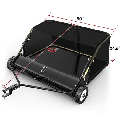 YITAMOTOR 50" Lawn Sweeper Tow Behind, Pull Behind Lawn Sweeper with Rotating Brush Drum and 25 cu. ft Large Capacity Collector for Leaves, Grass Clippings and Yard Debris