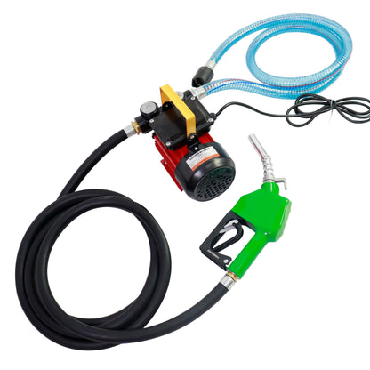BORRITT 110-120V 550W Diesel Transfer Pump,Electric Fuel Transfer Pump & 32GPM Self-Priming Pump & AUTO Fuel Nozzle & 2 Hoses NPT Threads Fitting