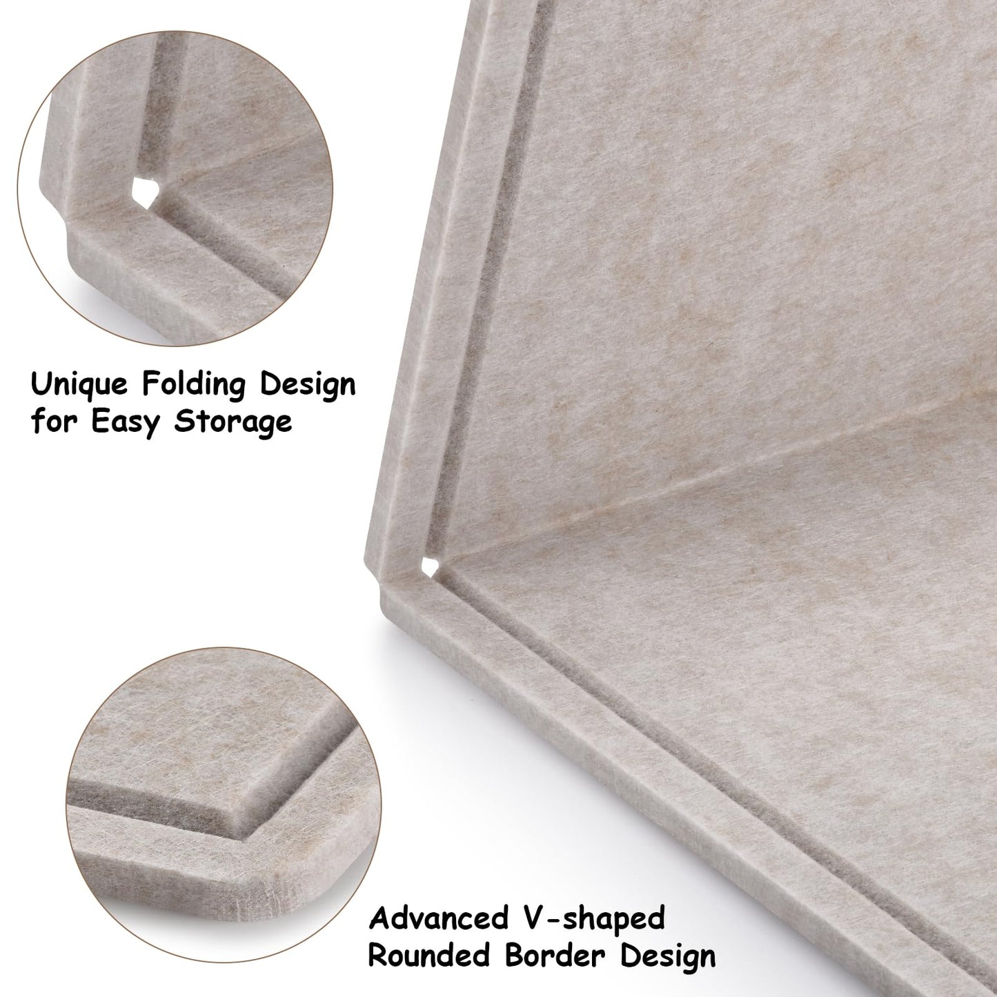 Large Bulletin Board, Foldable 60x36 Inches Cork Board Alternative, Large Felt Board Decorative Pin Board for Wall, Foldable Photo Board Self-Adhesive Vision Board with 36 Pushpins Light Khaki