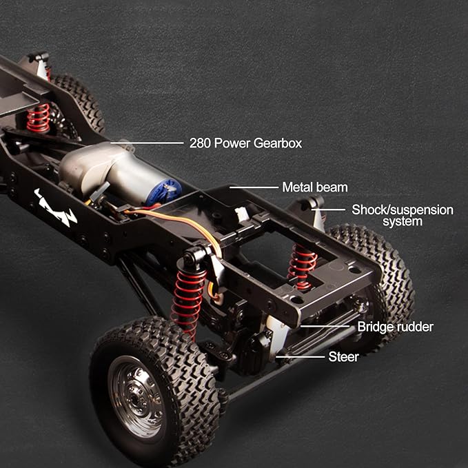 Goolsky RC Rock Crawler 1:12 Scale Remote Control Car 4WD Off Road RC Truck 2.4Ghz All Terrains Climbing Vehicle RC Car with LED Lights for Adults Include 2 Batteries (Silver)