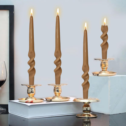 Taper Candle Spiral Candlesticks Brown Twisted Candles Long Unscented Candle Sticks Smokeless Tapered Candles for Dinner Wedding Home Table Decor Housewarming
