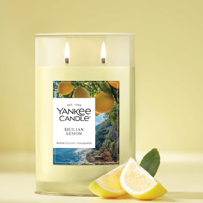 Yankee Candle Large Tumbler Scented Candle with up to 80 Hour Burn Time, Premium Plant Wax Blend for Consistent Burn, 20 oz Tumbler Candle with Room Filling Fragrance, Sicilian Lemon