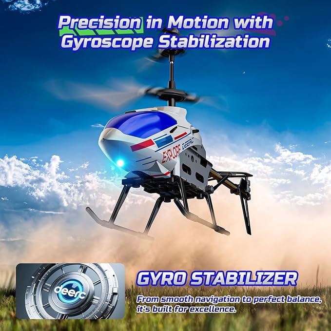 DEERC Remote Control Helicopter 3.5 CH Altitude Hold RC Helicopters w/Gyro for Beginner 2 Shells LED Light One Key Take Off/Landing 2.4GHz Aircraft Indoor Flying Toy for Kids Boys Girls