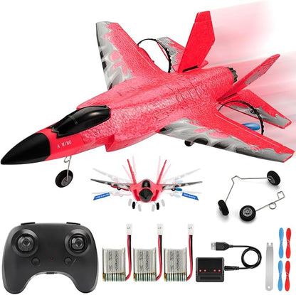 F35 RC Airplane Easy to Fly Foam RC Plane Remote Control Plane 2 Channel with Smart Gyro/Lights/Battery Rc Glider Jet Toy Gift for Kids Boys Adults 8-16 Year Old (Red)