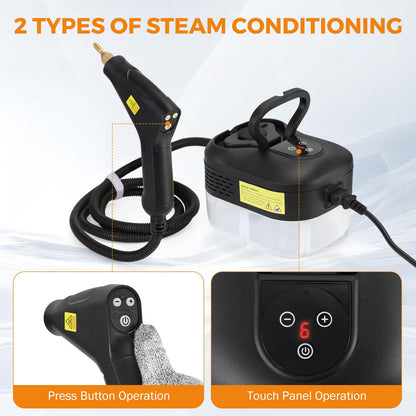 BEAMNOVA 1.5L Yellow Steam Cleaner Electric Household Steamer with Roller + BEAMNOVA Steam Cleaner for Car Detailing 1.2L (41oz) Water Tank