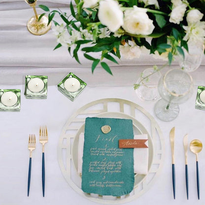 CHOCSTAY Tealight Candle Holder Set of 6, Green Glass Candle Holder Heat-Resistant Square Holders for Wedding, Party, Home Décor