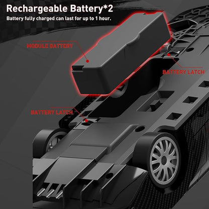 1:20 RC Drift Car for Kids4WD 2.4GHz 30KM/H High Speed Remote Control Car Racing Sport Toy Car with LED LightsDrifting Tires＆2 Batteries (Red 01)