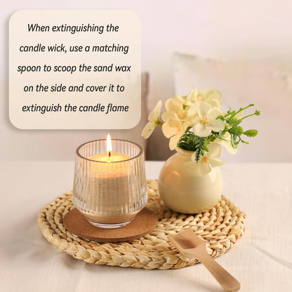 REISEN 2.2lb/35OZ Candle Sand Wax- Unscented Nude Sand Candle with 10 Wicks & Wooden Spoon, Non Toxic Wax Beads, Refillable Natural Wax for Powder Candle Making