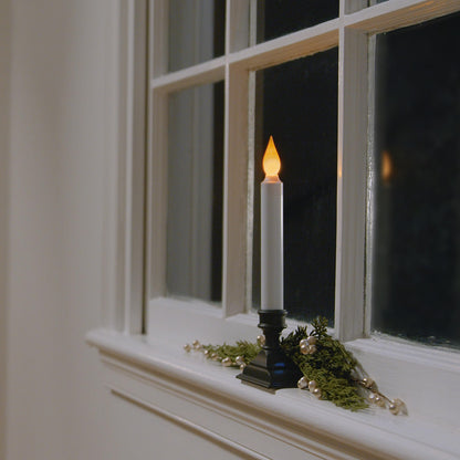 612 Vermont Battery Operated LED Window Candles with Flickering Amber Flame, Automatic Timer, 9.75 Inches Tall, VT-1206A (Pack of 4, Antique Bronze)