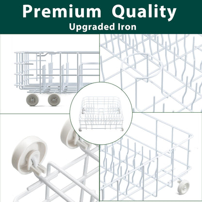 WD28X31819 WD28X10284 Lower Dishwasher Rack Replacement Parts for GE Lower Dish Rack Dishwasher Roller Wheels GE GSD2100V55BB GSD2100V70BB GSD2100V55WW Built-In Bottom Dishrack Assembly 1 Pcs