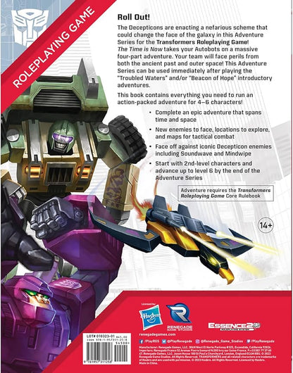 Renegade Game Studios Transformers RPG Adventure Book The Time is Now Hardcover Campaign Module for 4-6 Characters