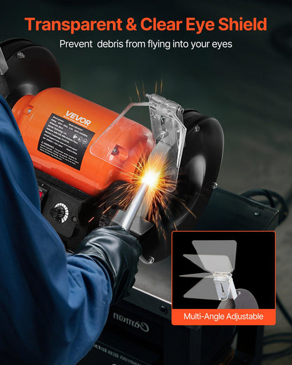 VEVOR Bench Grinder, 8-inch Variable Speed Bench Grinder, 2000-3450RPM Table Grinders with 550W 5.0A 3/4Hp Induction Motor, 36/60-Grit Grinding Wheel & Adjustable Eye Shield for Sharpening Grinding