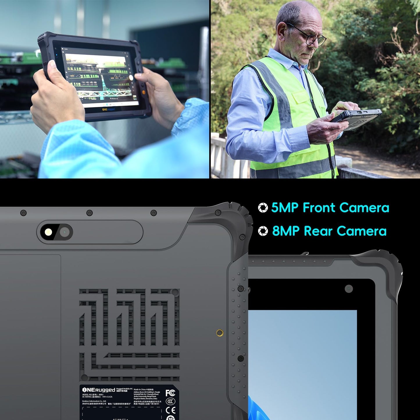 ONERugged Rugged Tablet with Barcode Scanner M80J, 8 inch Windows 11 Pro Enterprise Tablet w/Honeywell N4680 Scan Engine, 1D/2D QR Inventory Scanner, 8GB+128GB Industrial Work PC for WMS, Retail