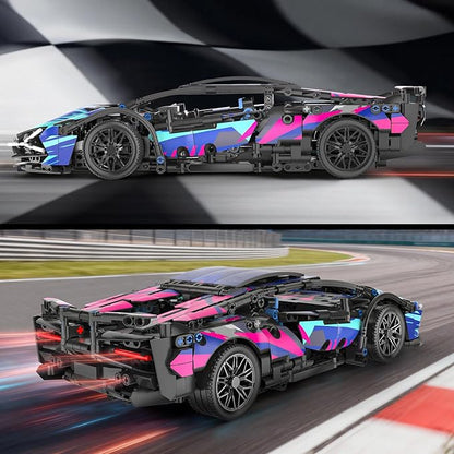 PIKARO Sports Race Car Building Set for Boys &amp Adults 1:14 MOC Car Model Building Kits with LED Lights Supercar Toys Birthday Gifts for Kids Teens Age 8-14 12-16 (1186 PCS)