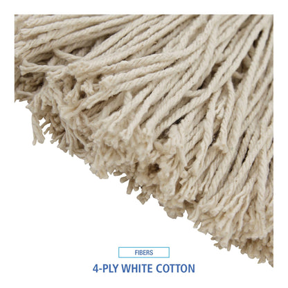 Boardwalk BWK720C Mop Head, Economical Lie-Flat Head, Cotton Fiber, 20oz, White (Case of 12)