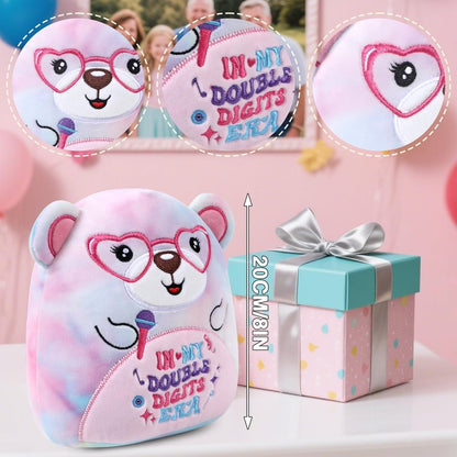 InIsaJace 10th Happy Birthday Stuffed Animal Gifts, 8 Inches Double Digits Birthday Bear Plushies Gift, in My Double Digits Era Plush Party Favors