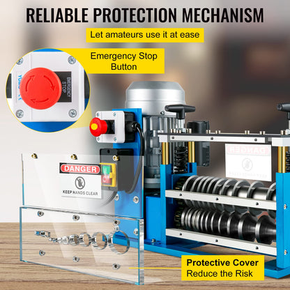 VEVOR Electric Wire Stripping Machine, 370W 0.06" - 1.5" Automatic Motorized Cable Stripper w/ 75 Feet/Minute Speed, 11 Channels 10 Blades Strip Machinery, Scrap Handling Tool for Recycling Copper