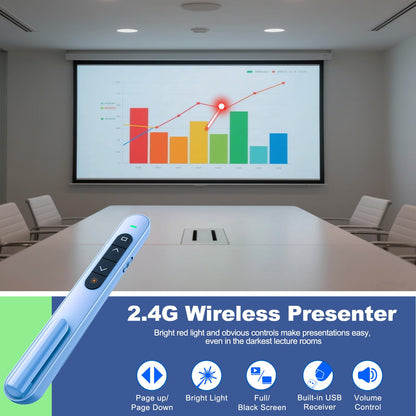 QUI 2 Pack Presentation Clicker, Hyperlink Volume Control Wireless Presenter, RF 2.4GHz USB Presentation Remote Control,PowerPoint Clicker Slide Advancer for Computer, Laptop, Mac (USB, Blue)