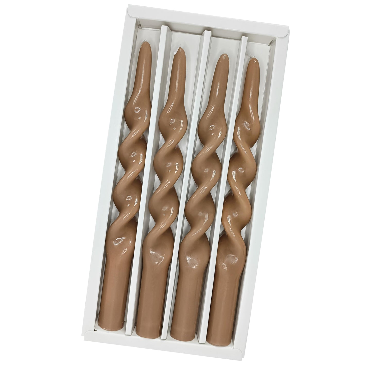 Spiral Taper Candles Twisted Candlesticks 4 PCS Brown Candle Stick Unscented Candles for Dinner Home Décor Weddings Party Festive Seasons Holiday