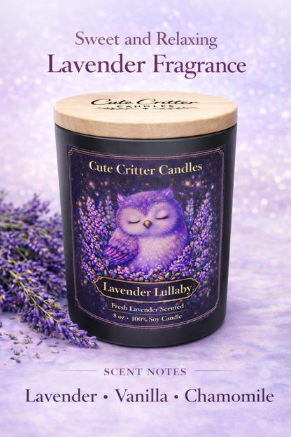 Cute Critter Candles Lavender Lullaby- 8 oz Soy Candle- Lavender Scented