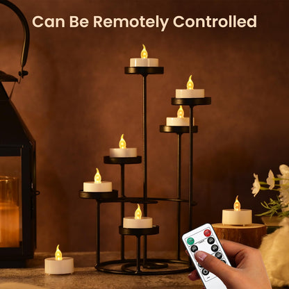 JOSU 24PCS Flameless Tea Lights Candles with Remote Timer, Led Battery Operated Electric Votive Candle for Wedding Centerpiece Table Decorations, Flickering Tealight Candles for Home Party Decor